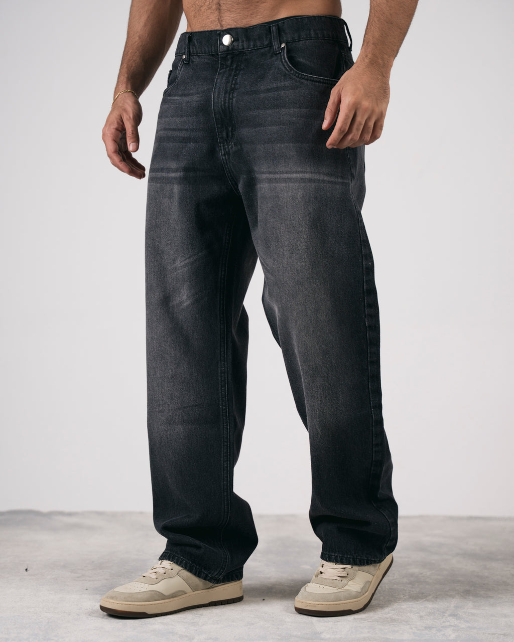 Washed Baggy Denim In Black