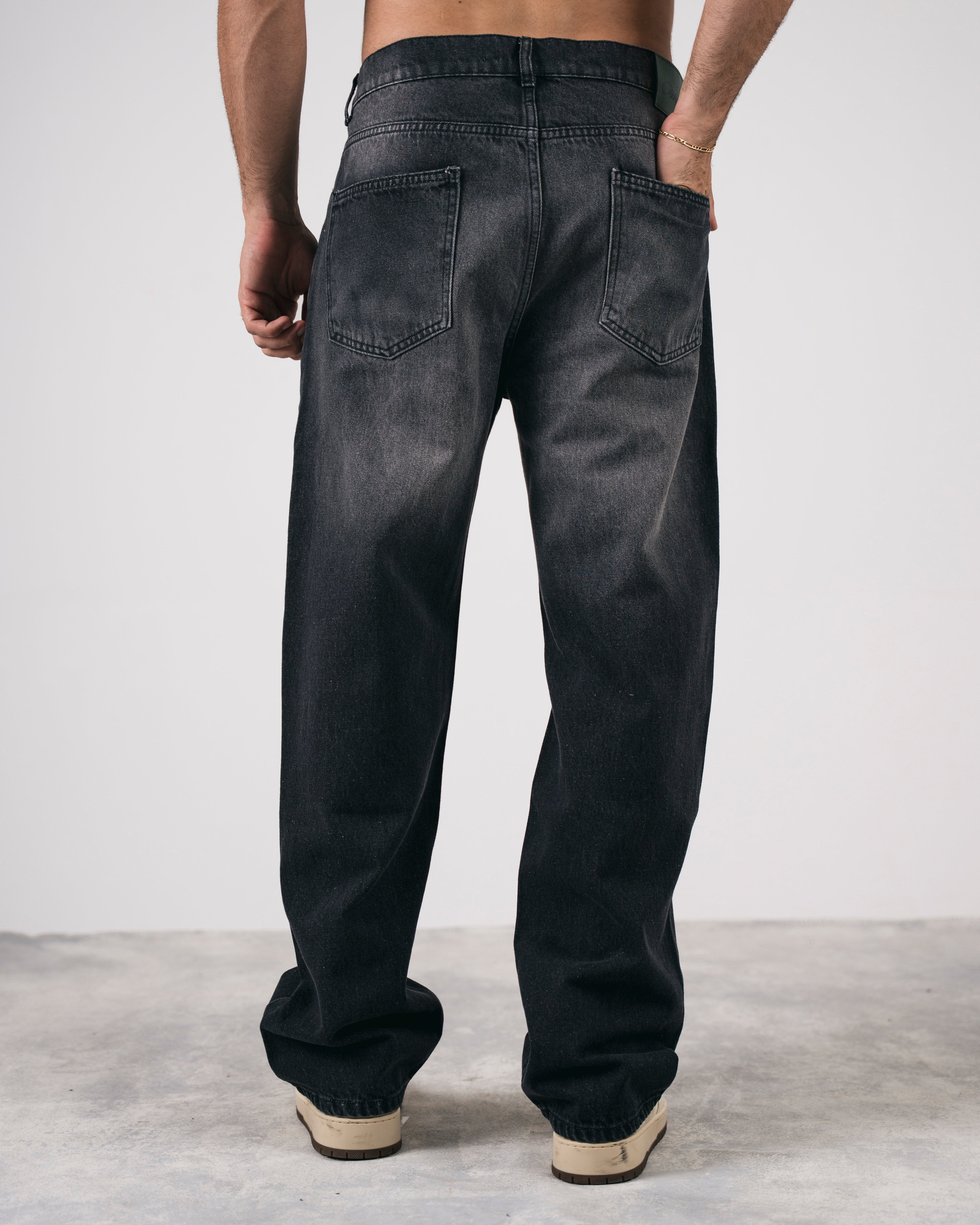 Washed Baggy Denim In Black
