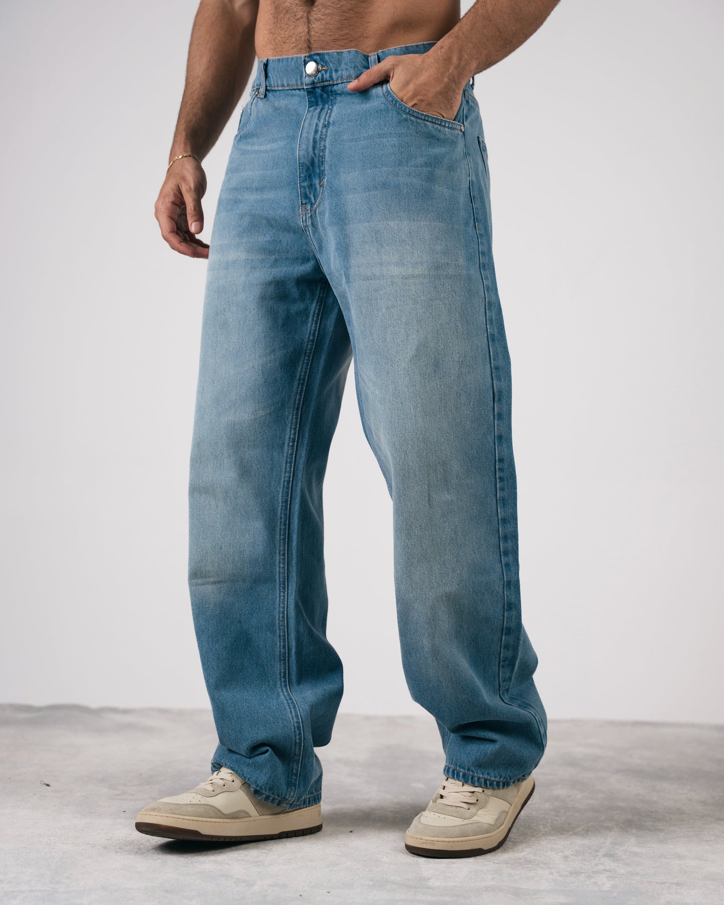 Washed Baggy Denim In Blue