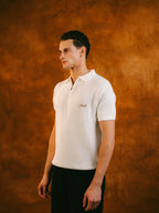 Knitted Quarter Zip Polo in Cream