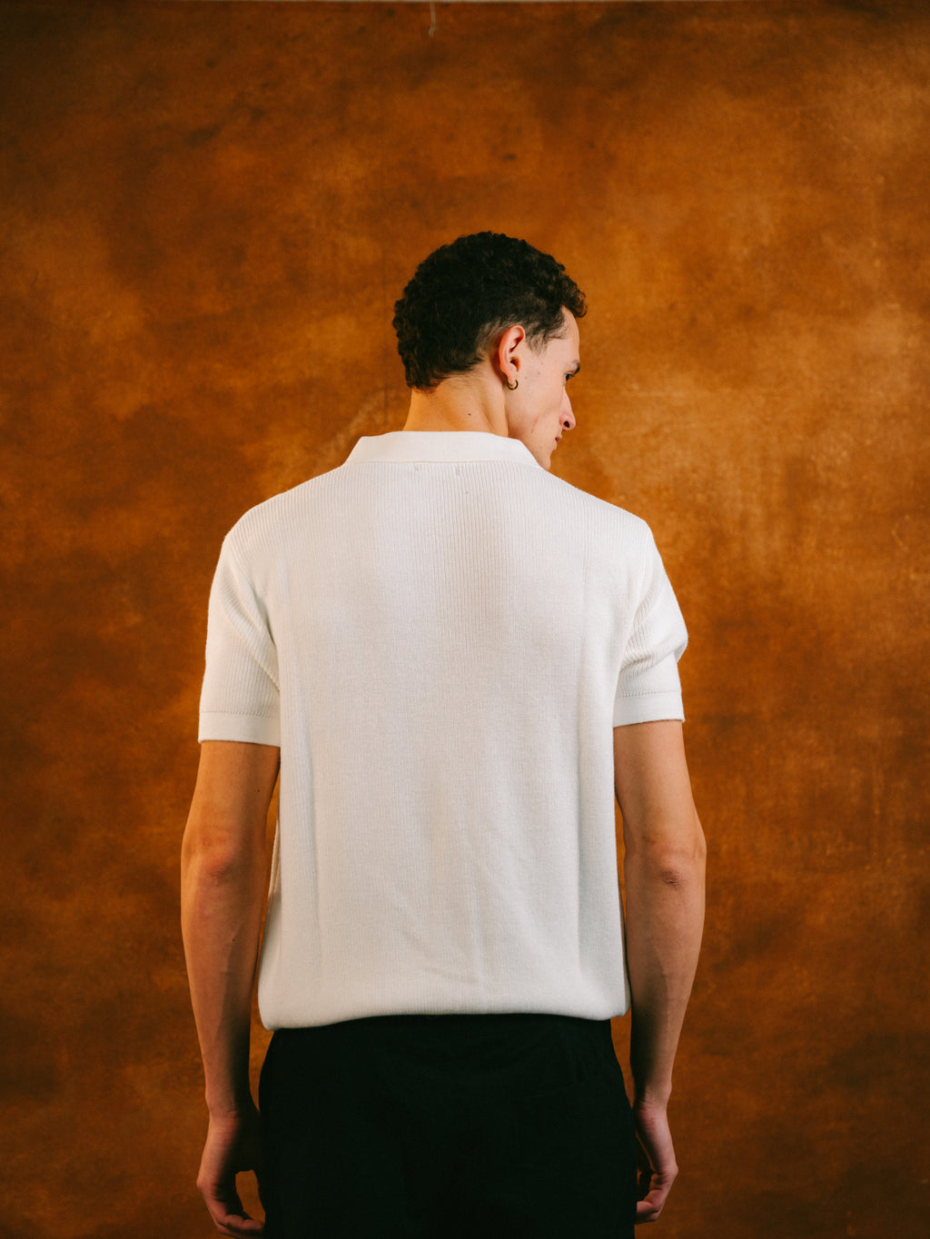 Knitted Quarter Zip Polo in Cream