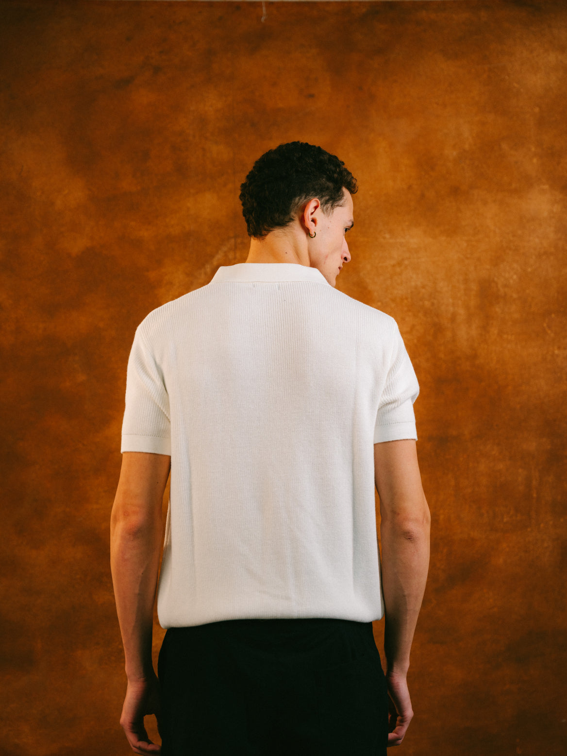 Knitted Quarter Zip Polo in Cream