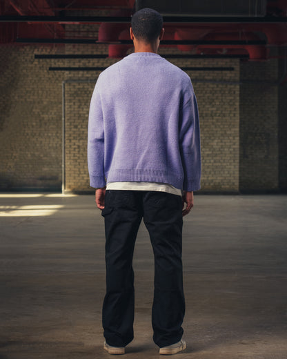 Knitted Crewneck Sweater in Purple
