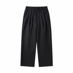 Linen Blend Pleated Pants In Black