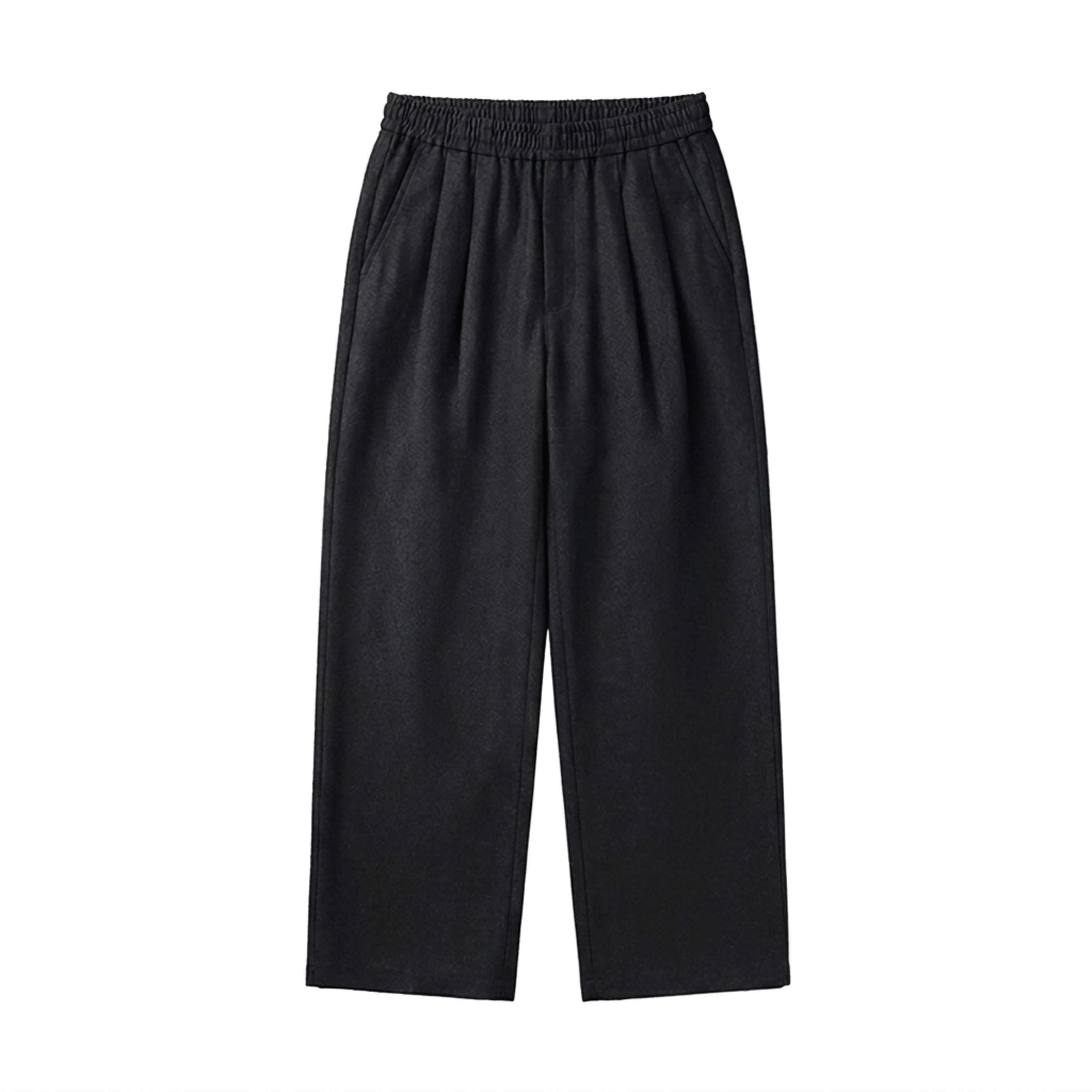 Linen Blend Pleated Pants In Black
