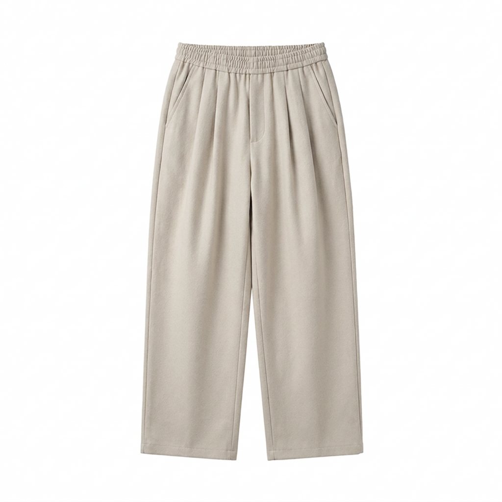 Linen Blend Pleated Pants In Beige