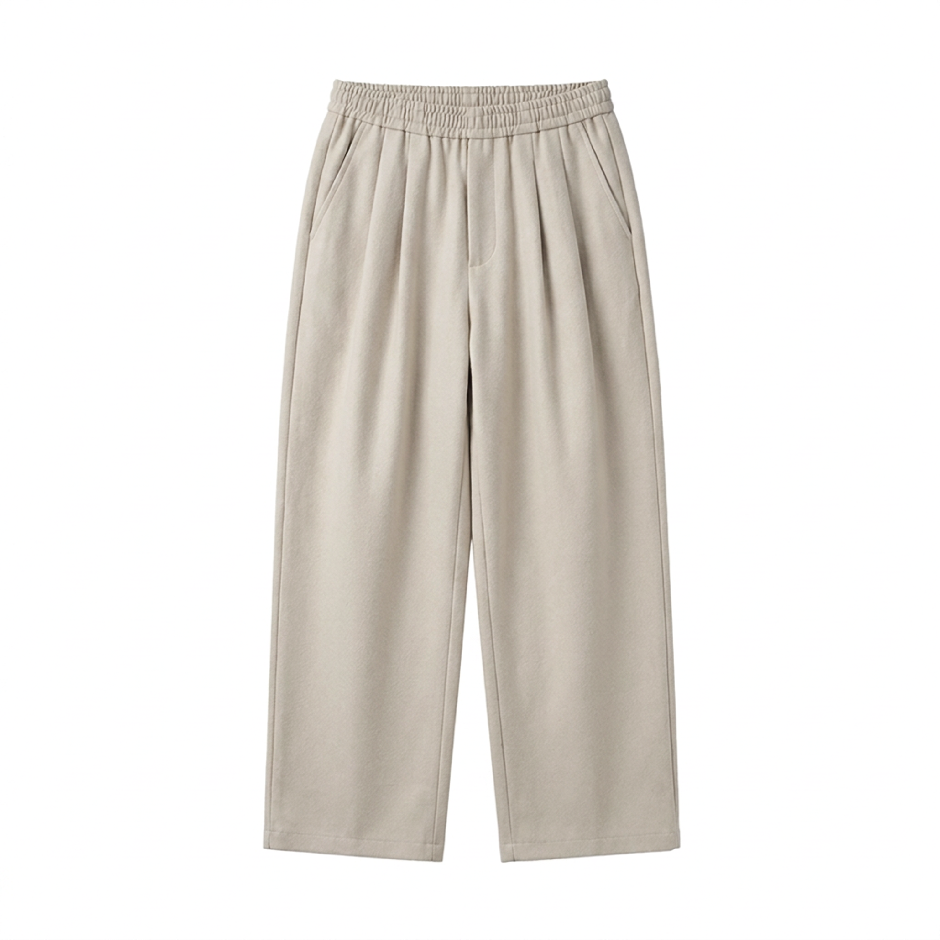Linen Blend Pleated Pants In Beige