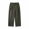Linen Blend Pleated Pants In Olive