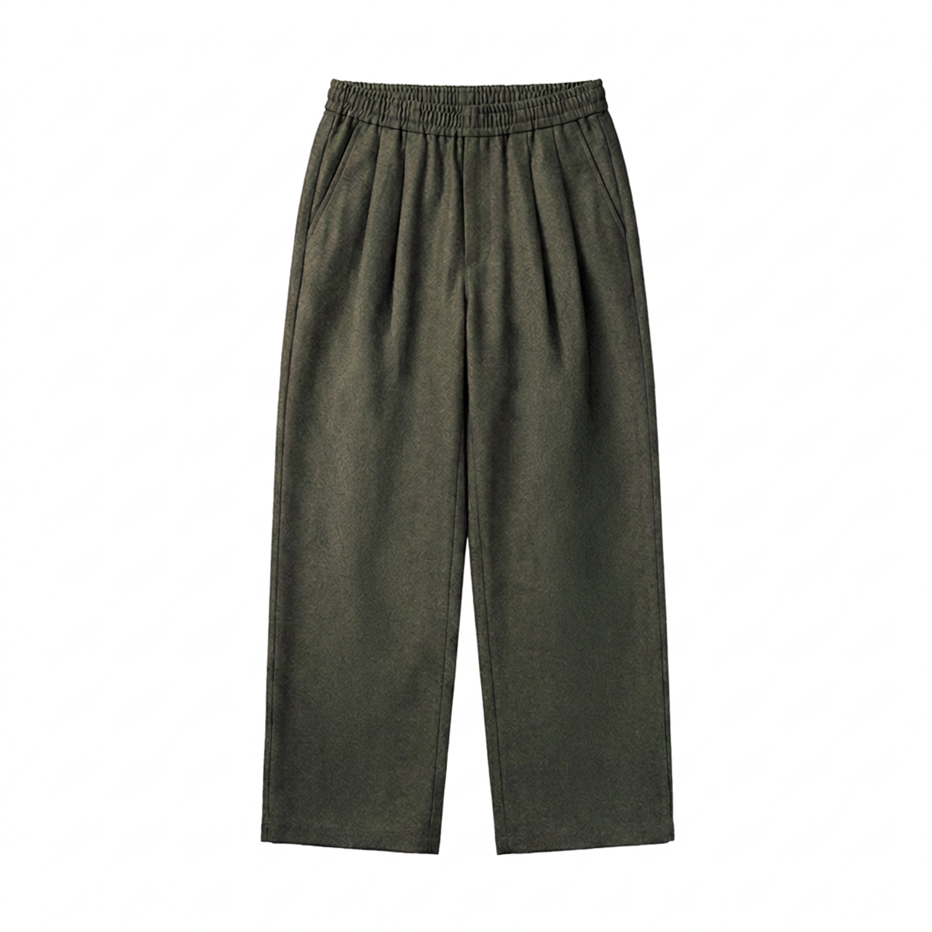Linen Blend Pleated Pants In Olive