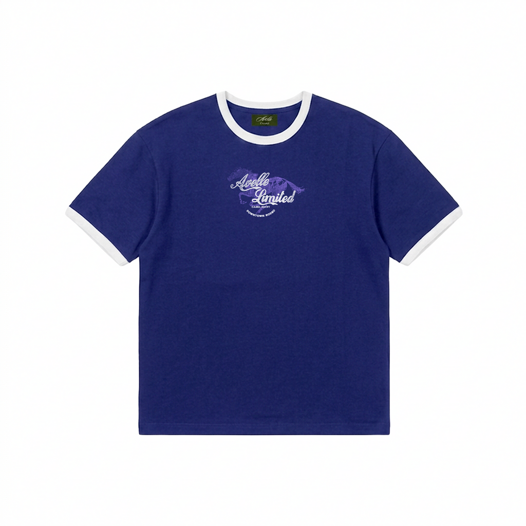 Rodeo Ringer Tee In Navy Blue
