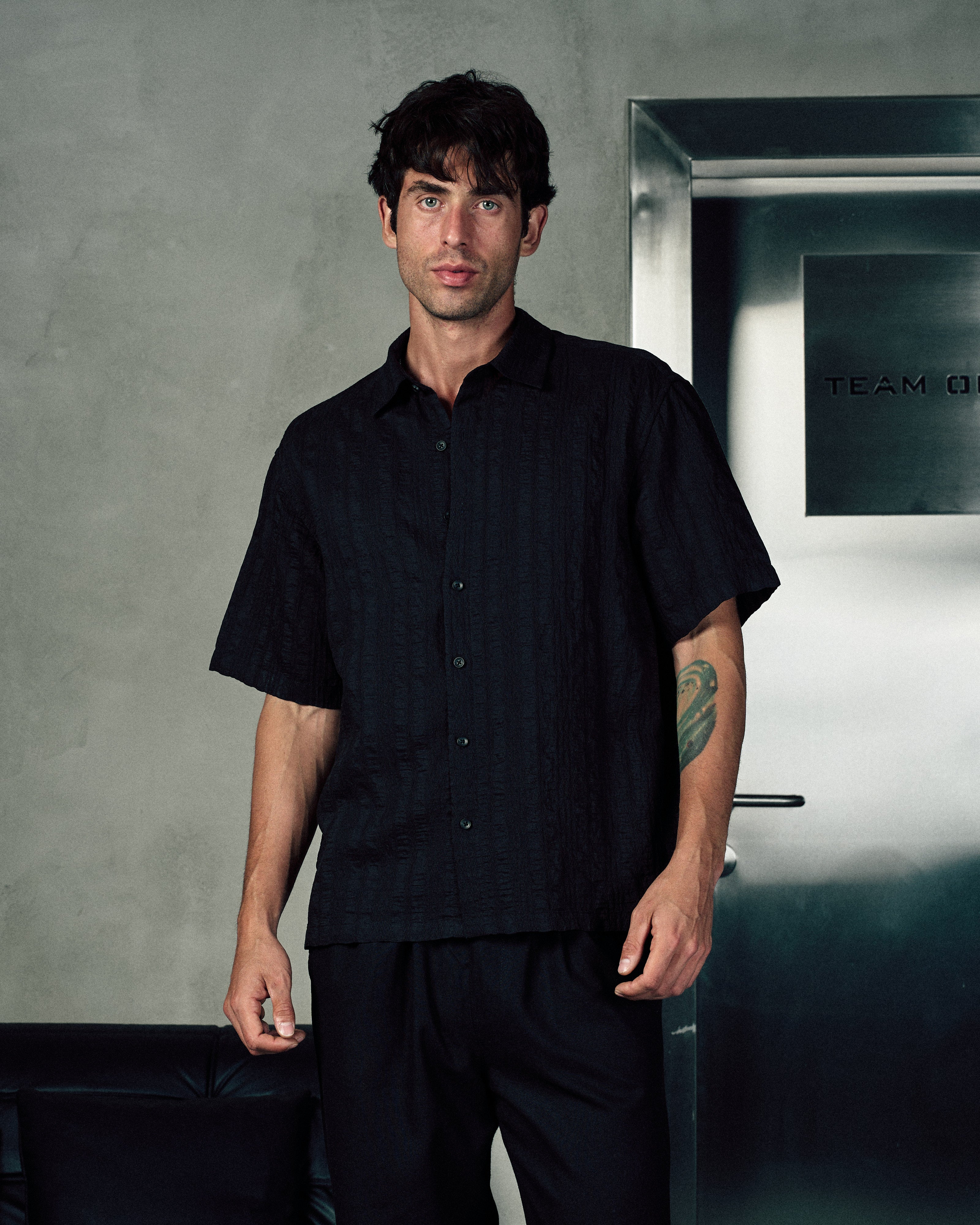 Jacquard Summer Shirt In Black