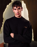 Knitted Crewneck Sweater In Black