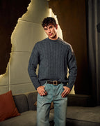 Cable Knit Sweater In Slate Blue