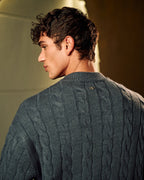 Cable Knit Sweater In Slate Blue