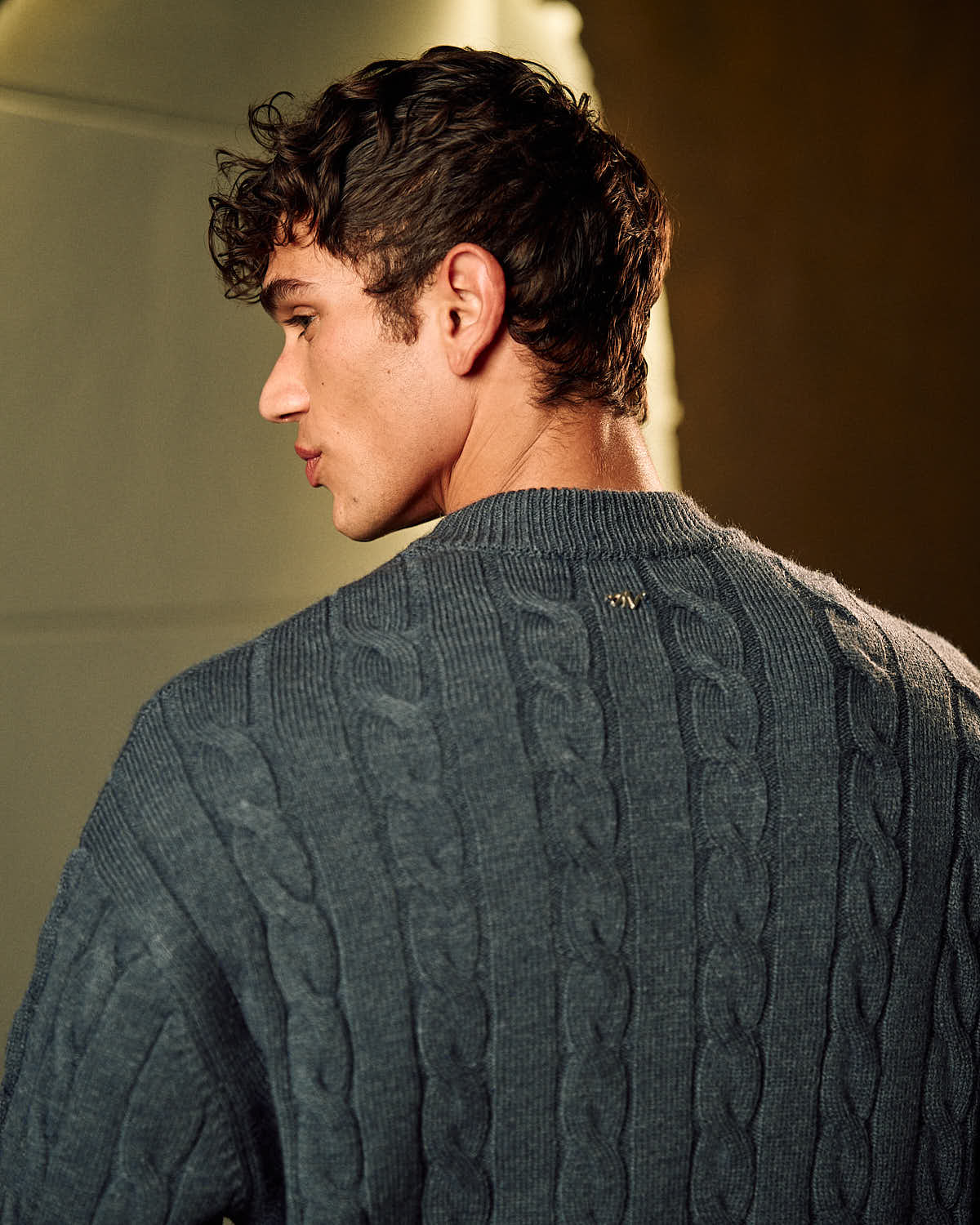 Cable Knit Sweater In Slate Blue