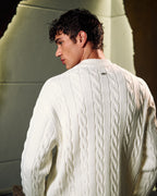 Cable Knit Sweater In Off White