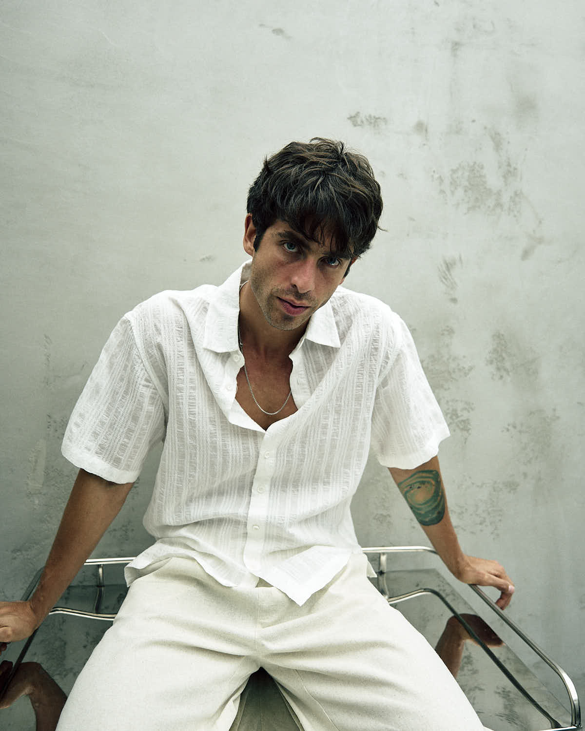 Jacquard Summer Shirt In White