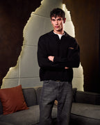 Knitted Polo Sweater In Black