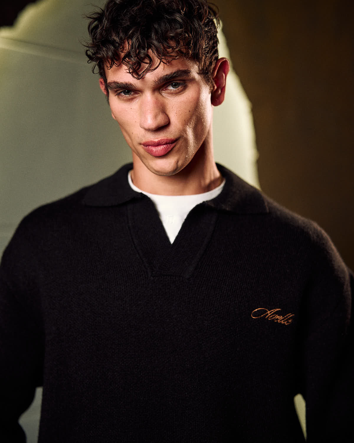 Knitted Polo Sweater In Black