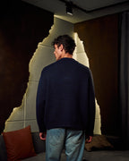 Knitted Polo Sweater In Navy Blue