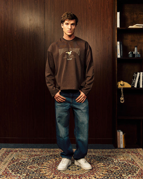 ‘Avelle Studios’ Graphic Printed Long Sleeve Tee In Brown