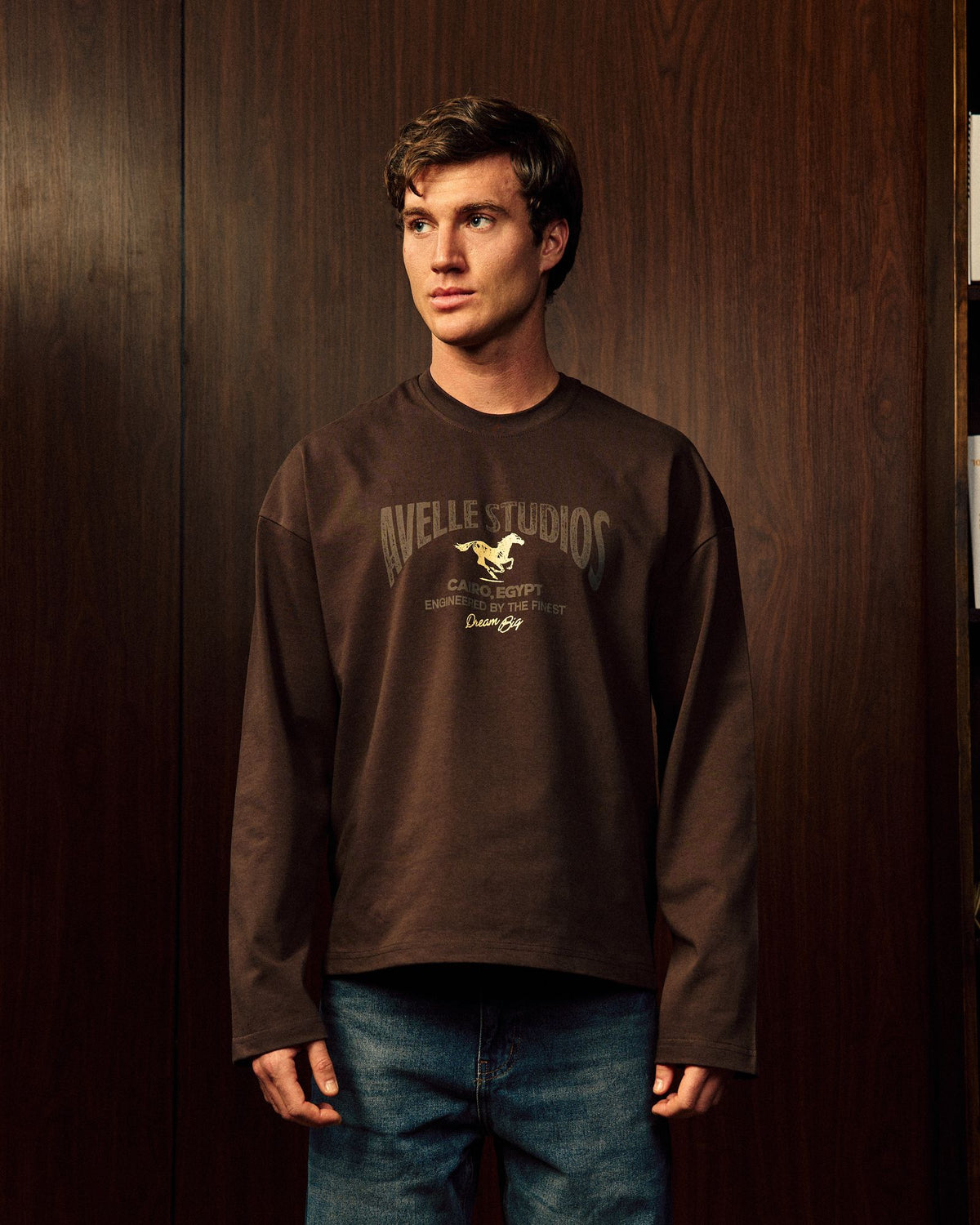 ‘Avelle Studios’ Graphic Printed Long Sleeve Tee In Brown