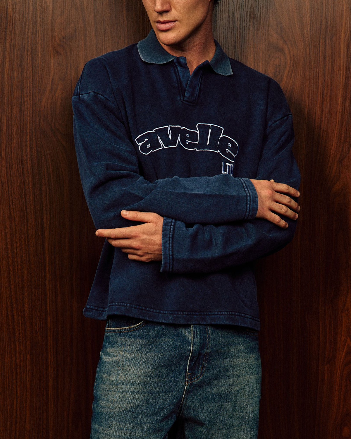 LTD Washed Polo In Navy Blue