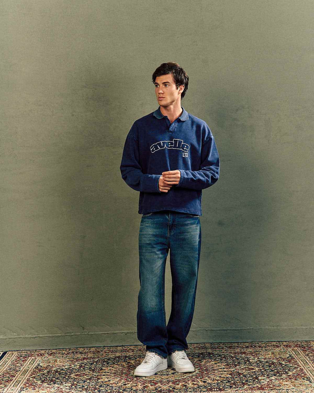 LTD Washed Polo In Navy Blue
