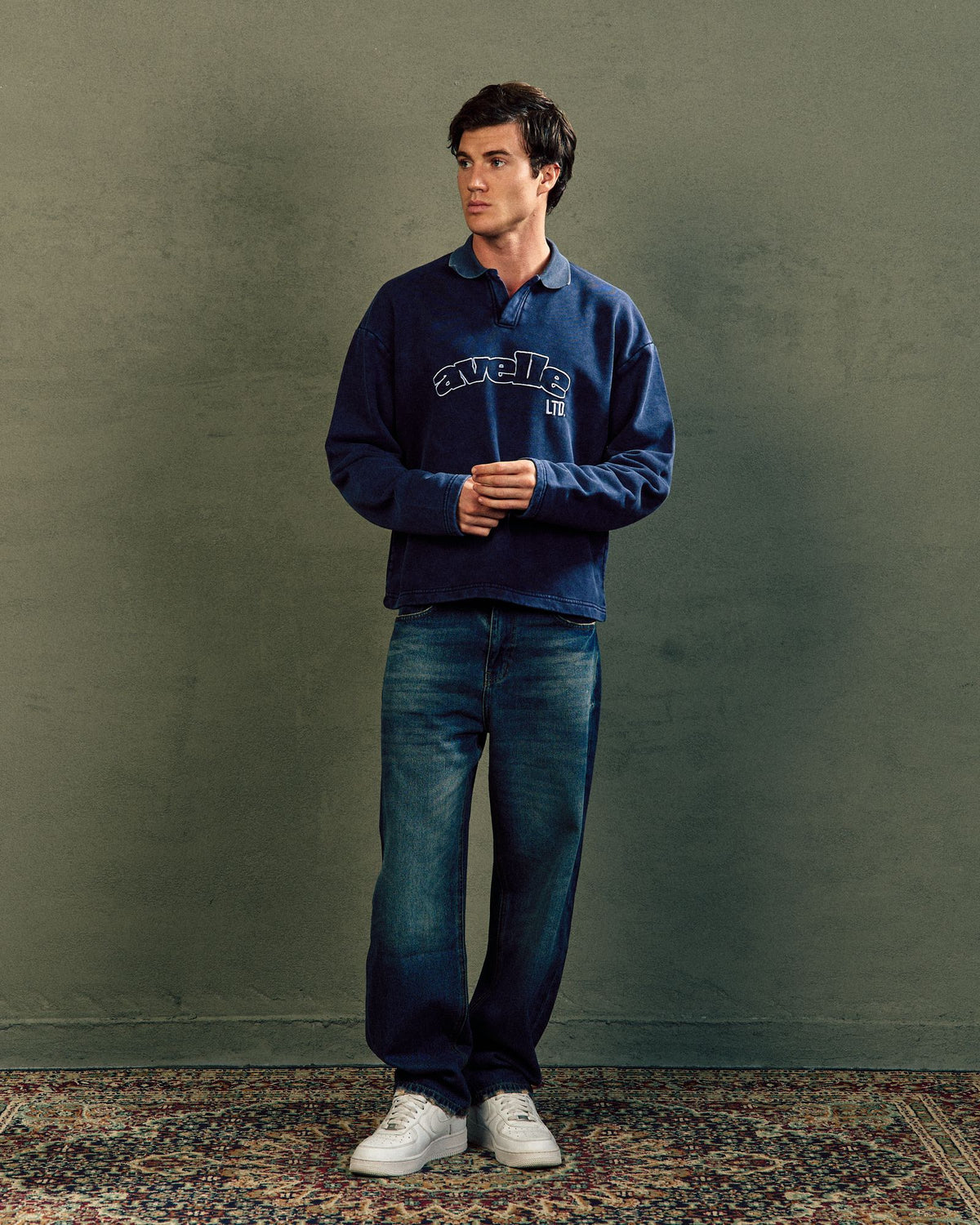 LTD Washed Polo In Navy Blue