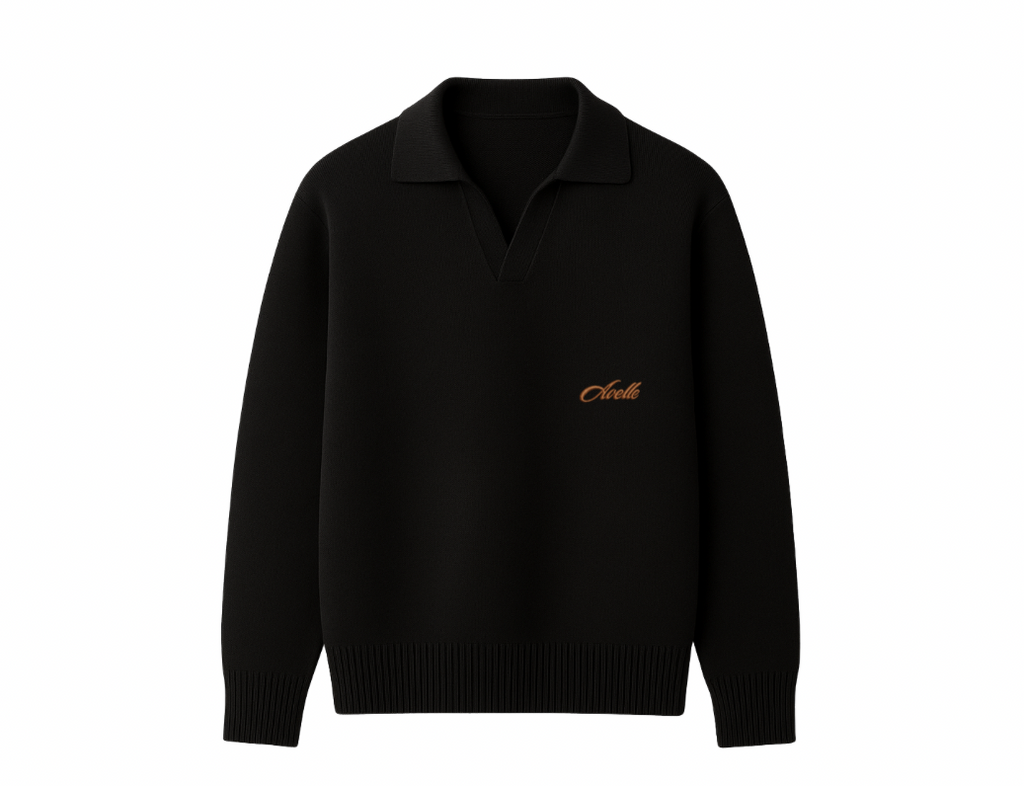 Knitted Polo Sweater In Black