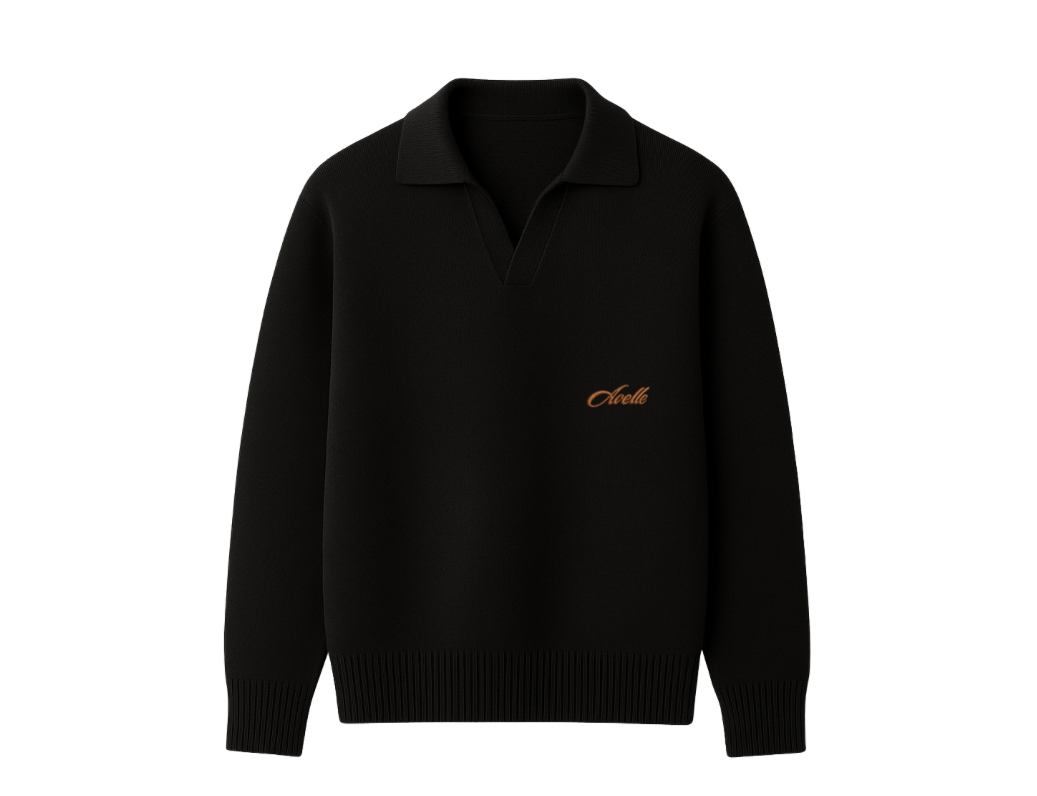 Knitted Polo Sweater In Black