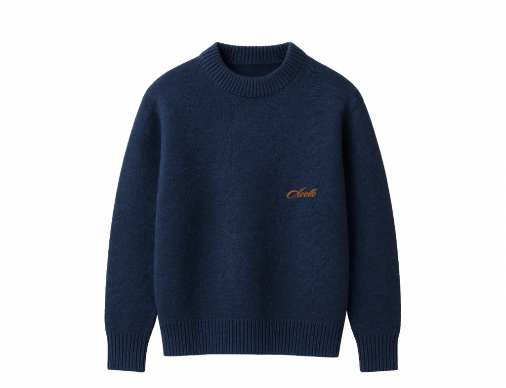 Knitted Crewneck Sweater In Navy Blue