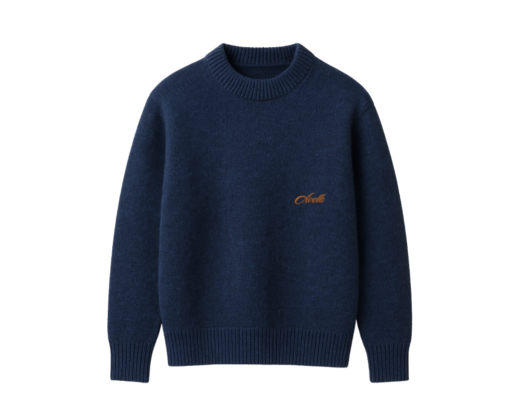 Knitted Crewneck Sweater In Navy Blue