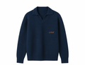 Knitted Polo Sweater In Navy Blue