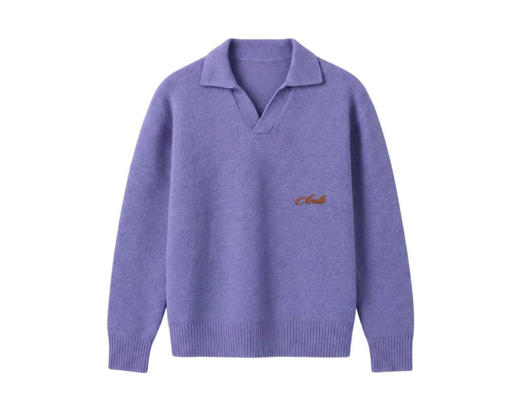 Knitted Polo Sweater In Purple