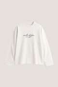 Avelle Studios graphic printed long sleeve tee in off white, front