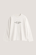 Avelle Studios graphic printed long sleeve tee in off white, front
