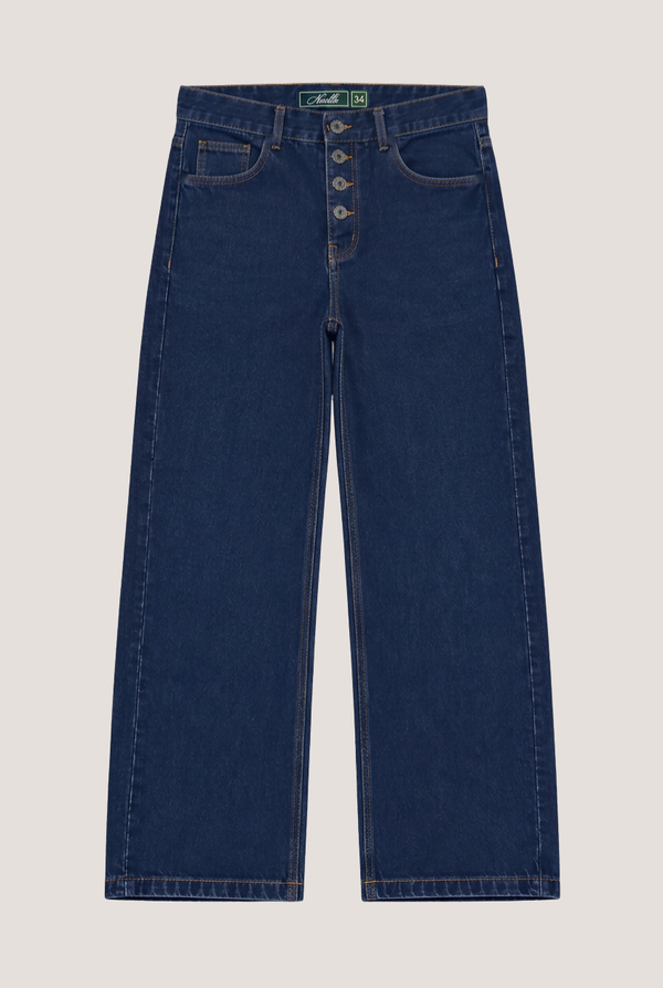Relaxed fit jeans in navy blue, front