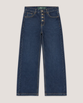 Relaxed fit jeans in navy blue with button fly, front