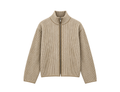 Zip Up Knitted Sweater In Beige