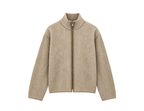 Zip Up Knitted Sweater In Beige